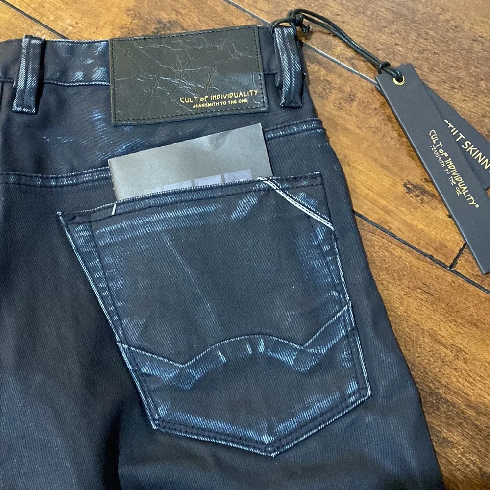 NWT Cult of Individuality Sample Stilt Skinny Blue/Black Waxed Denim Jeans #C192